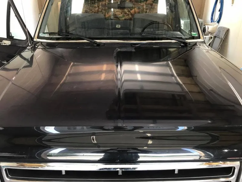 Black car (hood/paint detail) - exterior after detailing