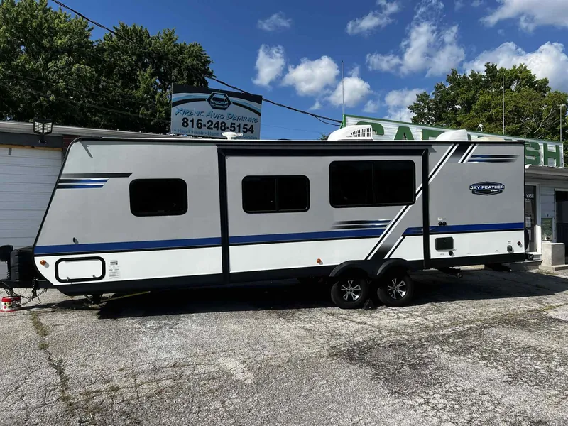 White travel trailer - exterior after detailing