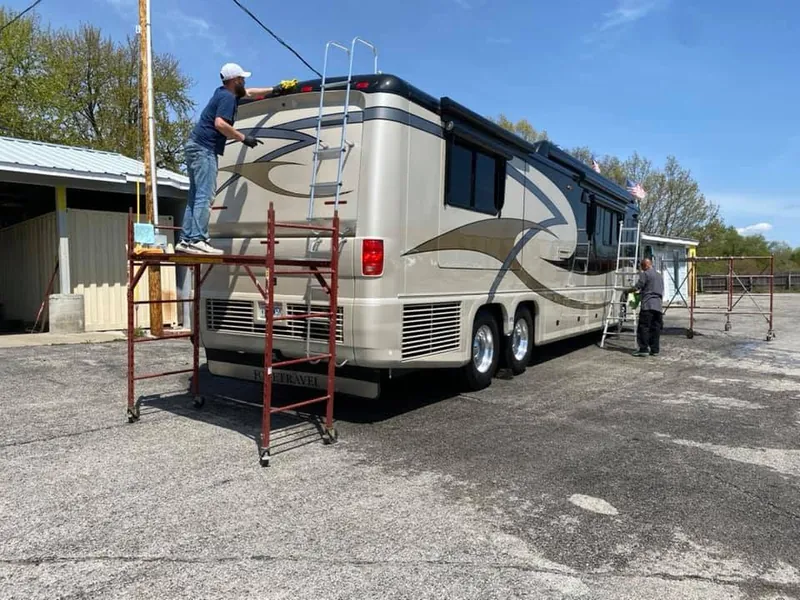 White travel trailer - exterior after detailing